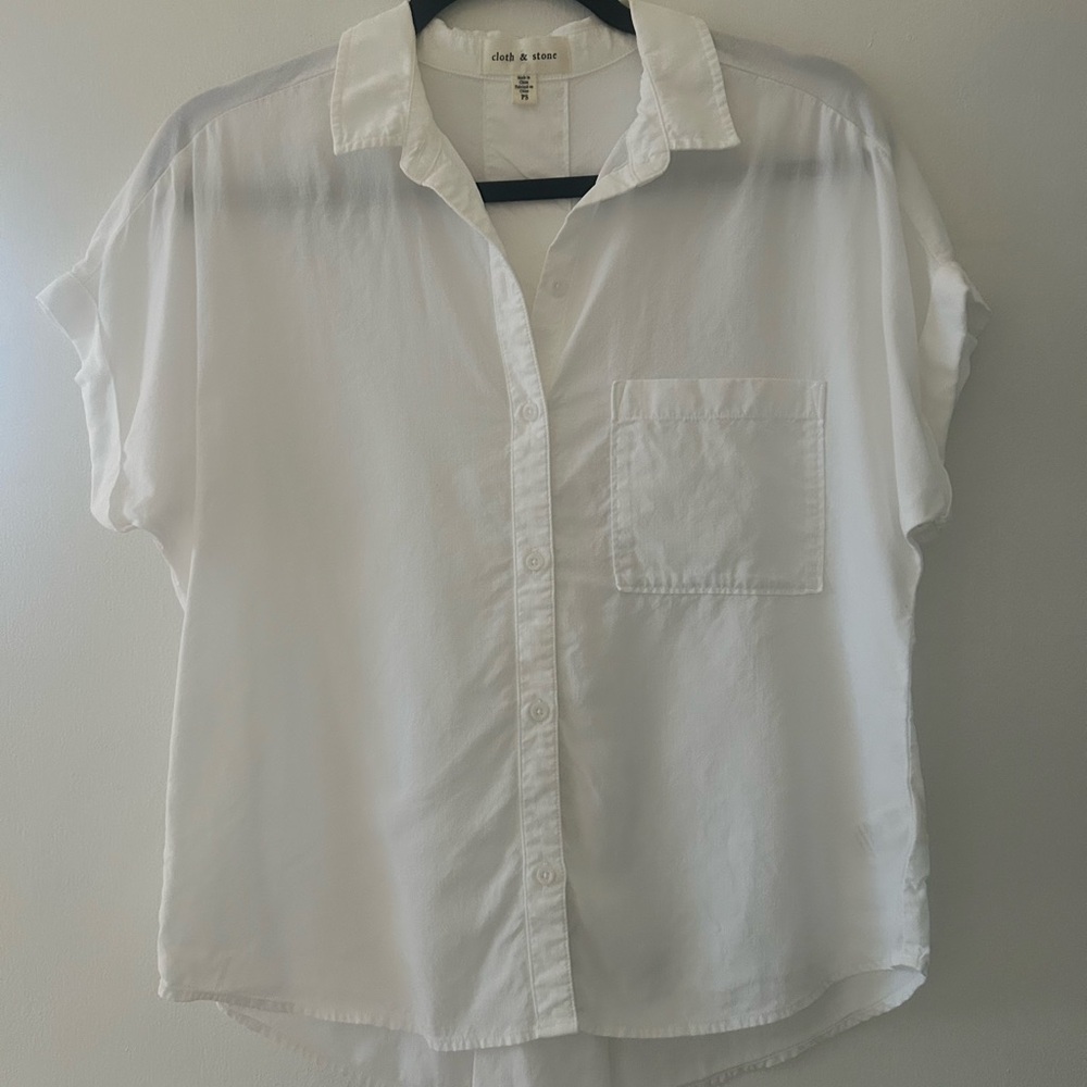 Cloth & Stone White Short Sleeve Shirt
